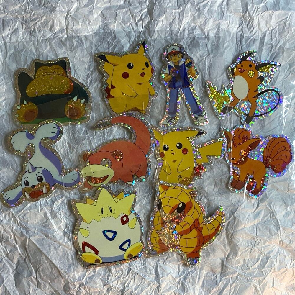 Vintage 90s Pokemon Rare Ice Holo Sticker Set of 10